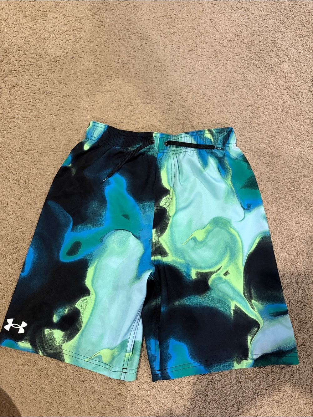 Under Armour Men’s Blue & Green Swirl Swim Shorts